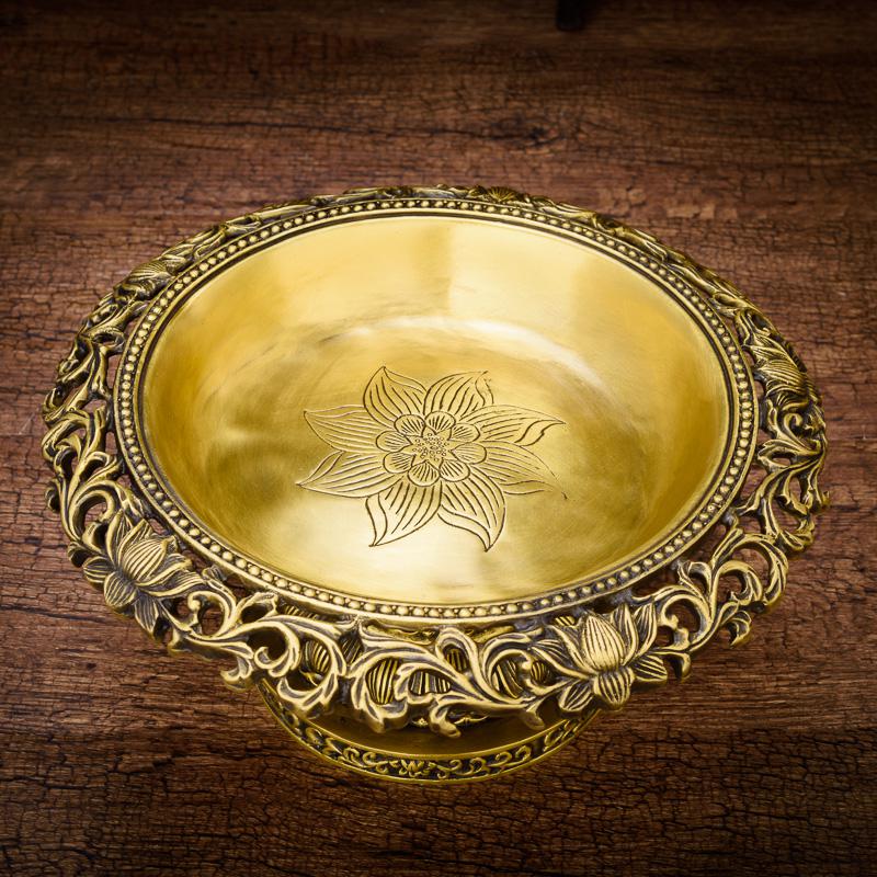 家柏饰(CORATED)铜供盘水果盘摆件 莲花供奉盘供佛祭祀佛堂居室佛具用品高清大图
