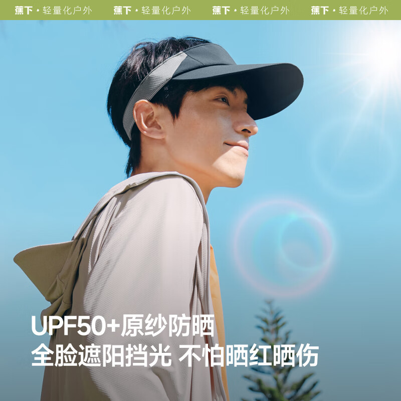蕉下(beneunder)帽子男防晒帽遮阳帽运动吸汗网球帽空顶帽DS567银河灰