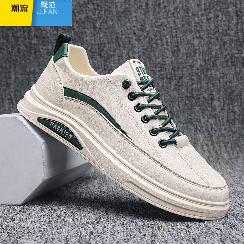 聚范2024新款男鞋运动鞋潮流百搭透气休闲皮鞋软底跑步鞋板鞋网面防水高清大图