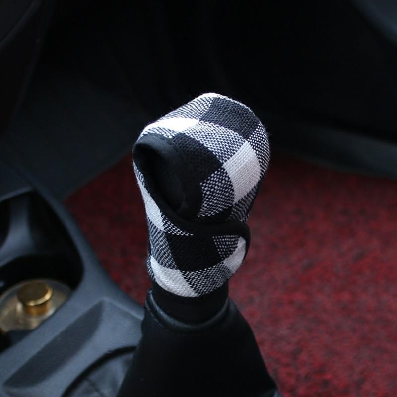 敬平亚麻汽车档把套排挡套布艺档位套档杆套手动挡四季通用格子吸汗