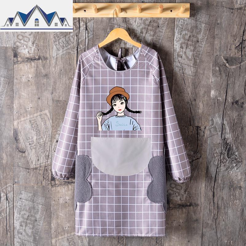 加厚围裙长袖防水防油家用厨房可爱罩衣成人女厨房工作服定制logo 三维工匠高清大图