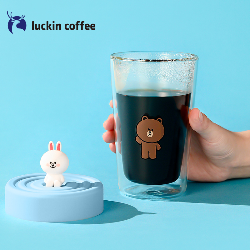 瑞幸咖啡&LINE FRIENDS联名款吸管双层玻璃杯隔热可爱杯子(Cony)