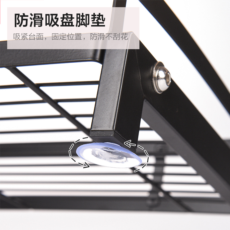 四季沐歌(MICOE)黑色不锈钢厨房置物架厨房收纳架黑色调味品油盐酱醋收纳刀架落地/壁挂多层调味料架子