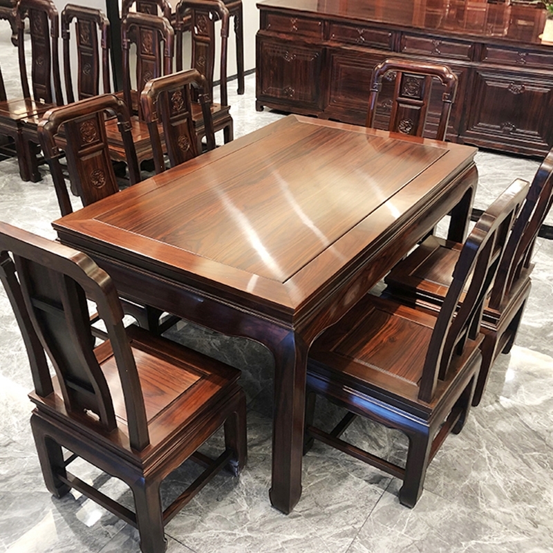 黑酸枝餐桌小户型家用餐桌椅组合红木阔叶黄檀长方形家具