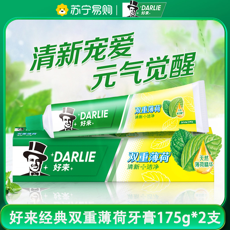 DARLIE好来(原黑人)双重薄荷牙膏家庭旅行装175g*2支 清新口气 防蛀固齿