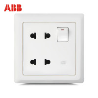 ABB开关插座 德逸雅白 一开四孔带LED灯插座86型面板AE234