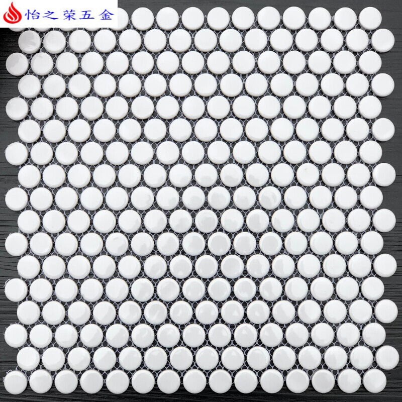 北欧圆形陶瓷马赛克瓷砖特色黑白色亚光釉面卫生间浴室防滑地墙砖
