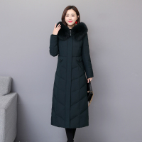林羽森 2019秋冬新款羽绒服 中老年女中长款过膝长款 加厚加大码加肥韩版女装外套冬季狐狸毛领妈妈装