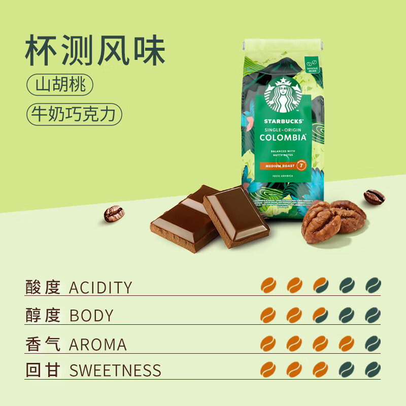 星巴克单一产地系列哥伦比亚烘焙咖啡豆200g