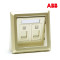 ABB开关插座 德逸珍珠金 二位电话电脑插座电话+网络面板AE323-PG