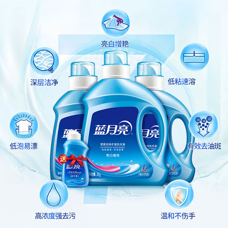 蓝月亮 薰衣草亮白洗衣组合亮白 洗衣液2kg+薰衣草亮白洗衣液1kg×2+白兰旅行装80g高清大图