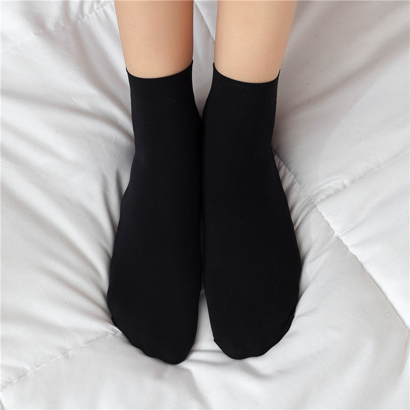 suntek春夏季薄款短丝袜女士黑肉色防勾钢丝袜子透明中筒天鹅绒秋