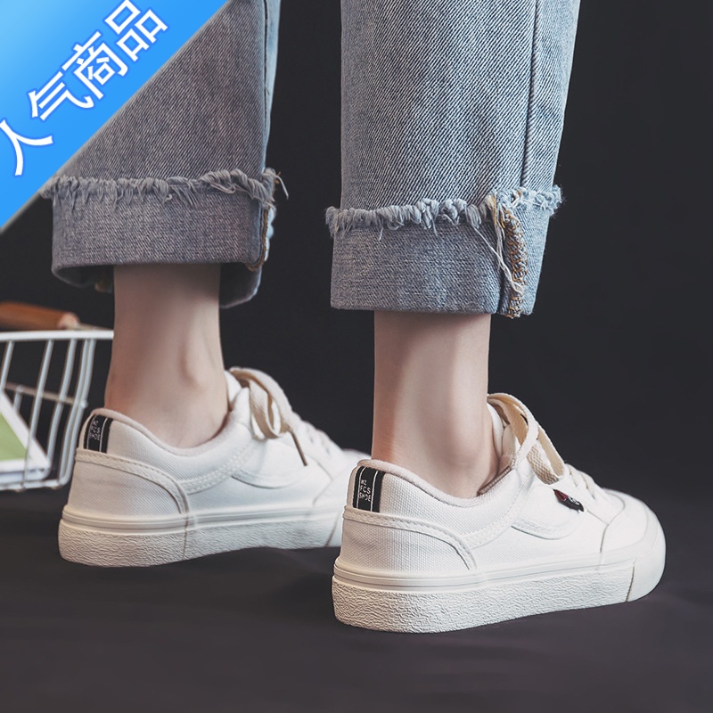 SUNTEK小白鞋女2023新款夏季休闲鞋夏款平底板鞋白色百搭女鞋帆布鞋超火高清大图