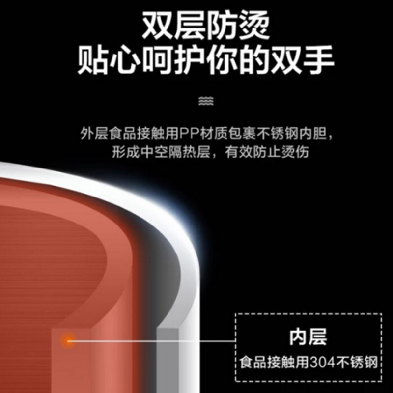美的(Midea) 电水壶家用烧水壶双层防烫一体式无缝304食品级不锈钢 1.5L双色可选线下同型号MK-HJ1522高清大图