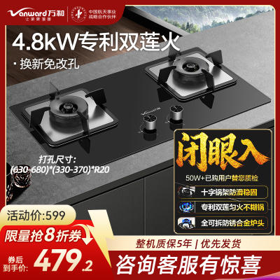 万和(Vanward) 燃气灶4.8kW大火力 JZY-B9L50（液化气）