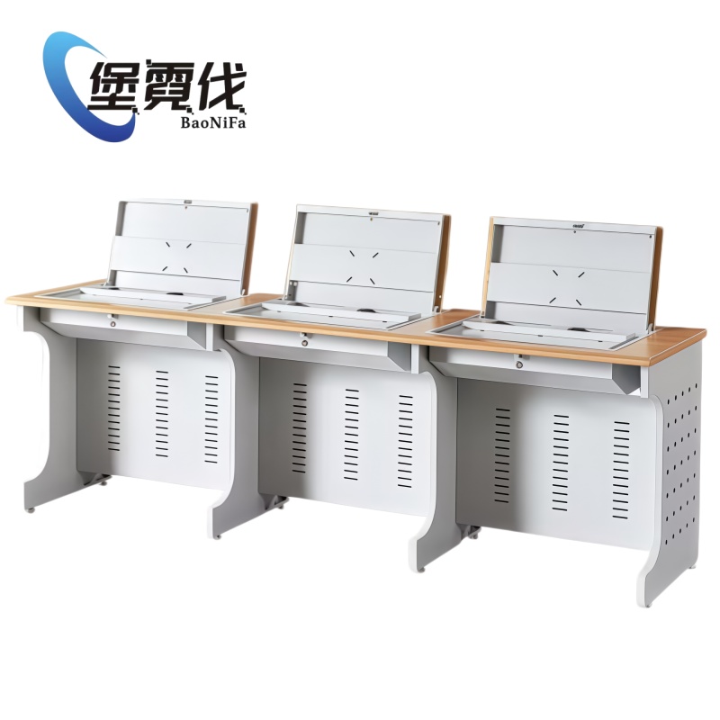 堡霓伐 三人位翻转电脑桌 2400*750*600mm 张高清大图