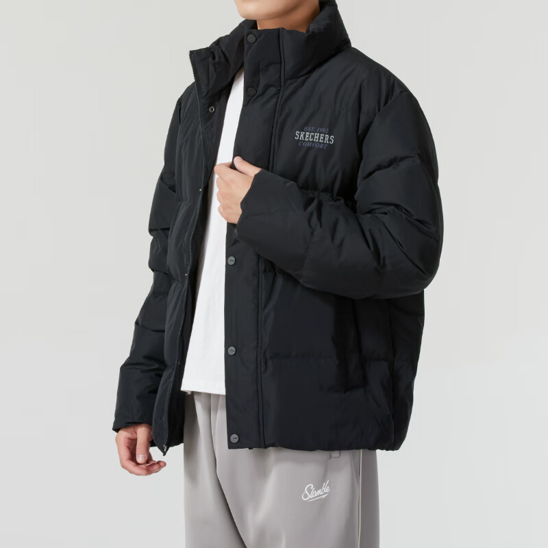 斯凯奇(SKECHERS)男装女装新款运动服户外防风保暖御寒外套休闲时尚羽绒服 L324U105-0018 ZP高清大图