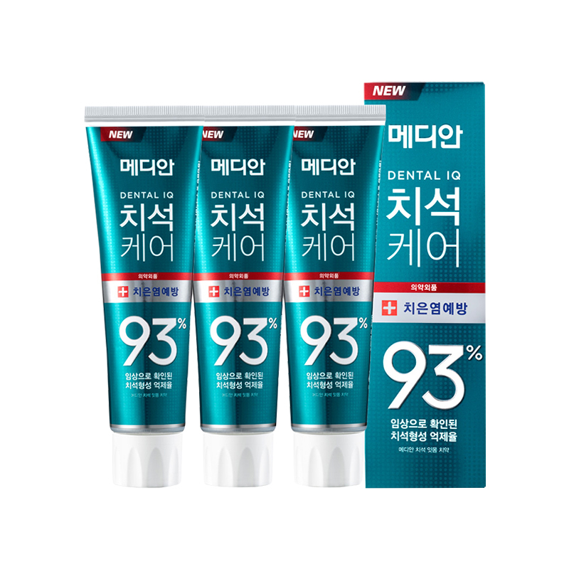 麦迪安(MEDIAN)93%牙膏牙龈护理绿色120g*3支 清除牙结石
