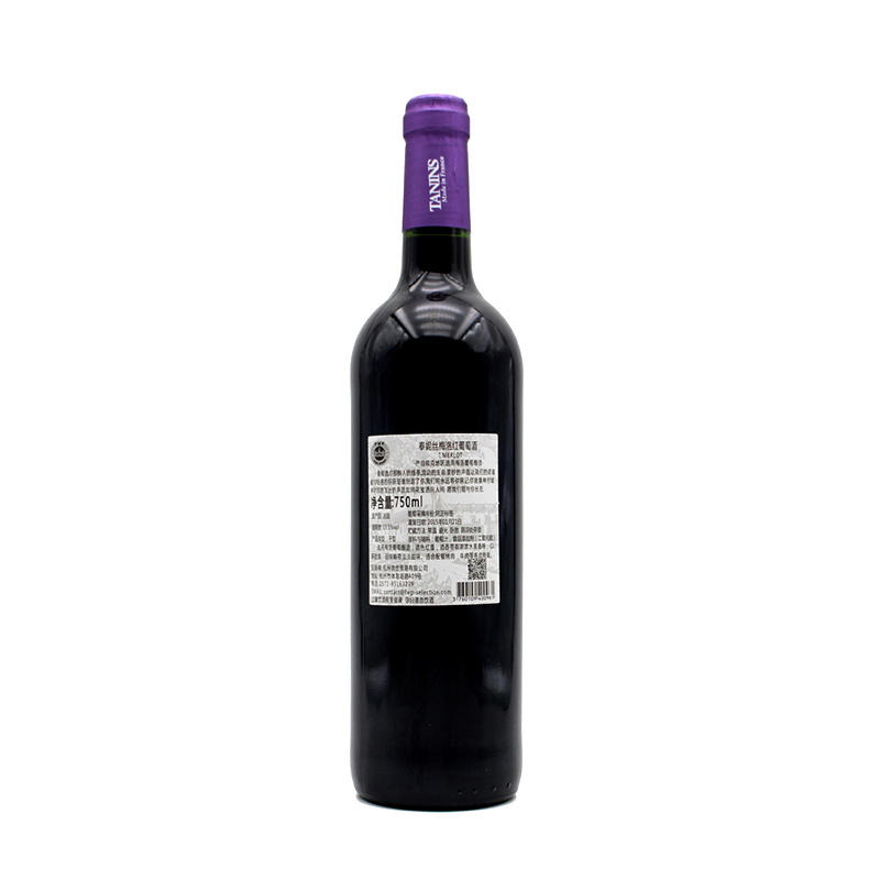 法国原瓶进口 泰妮丝梅洛红葡萄酒 Tanins Merlot 整箱750ml*6