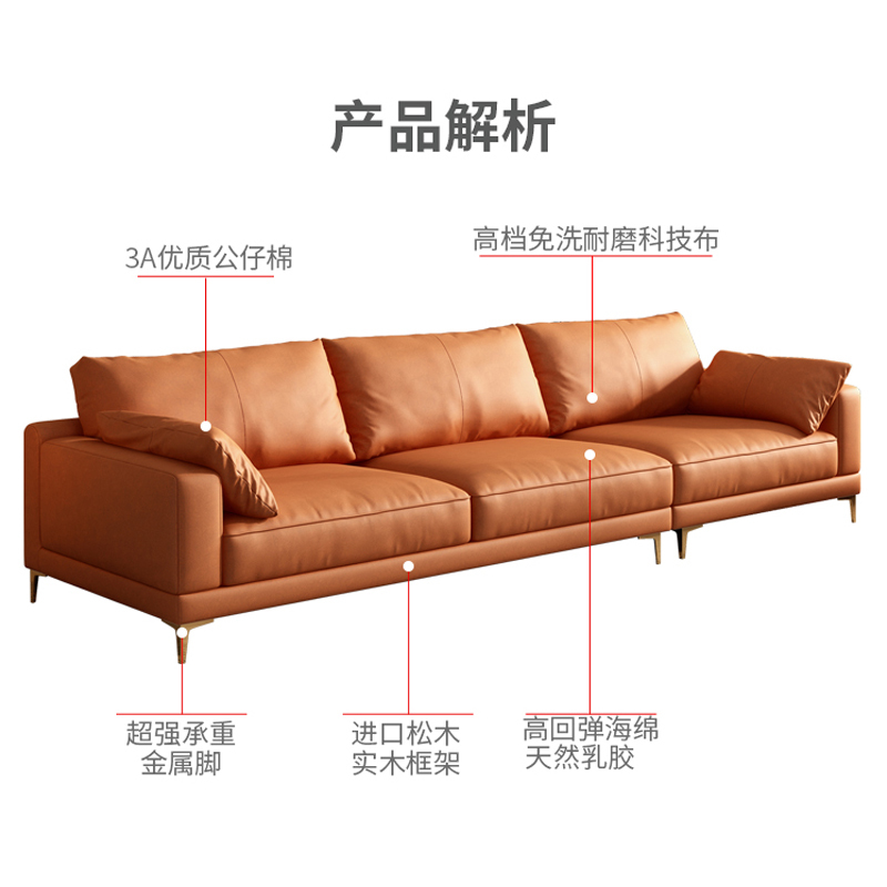 兰秀家居 北欧免洗科技布沙发现代简约客厅小户型沙发意式轻奢布艺沙发组合
