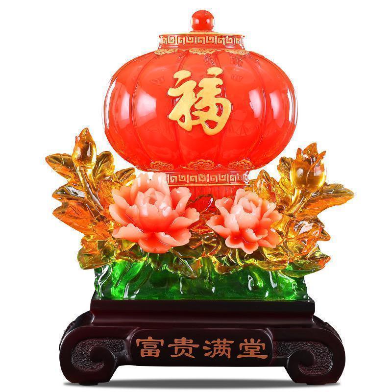 家柏饰(CORATED)富贵满堂中式摆件喜庆福字灯笼摆件客厅电视柜玄关家居装饰工艺品
