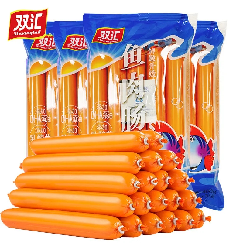 双汇鱼肉火腿肠400g/袋 海鲜风味香肠鱼肉肠休闲零食囤货高清大图