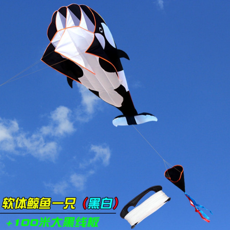 潍坊风筝 海豚风筝 鲸鱼虎鲸风筝 海洋动物新款大型成人儿童卡通创意 三维工匠 黑白款+100米线板高清大图