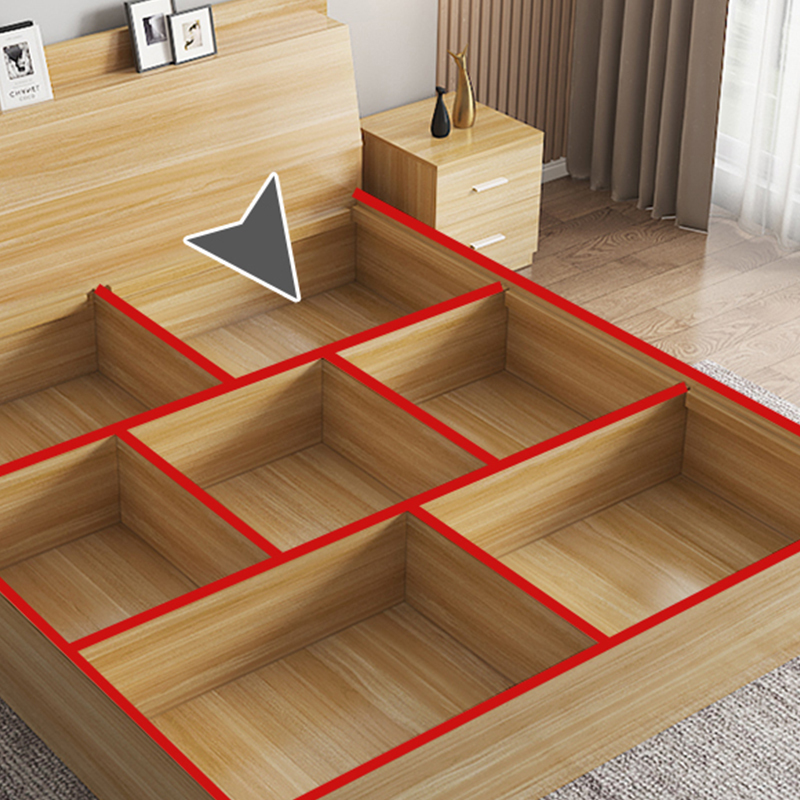 兴福隆榻榻米板式床员工床公寓单人床双人床浅胡桃色[斜靠抽屉款]1800