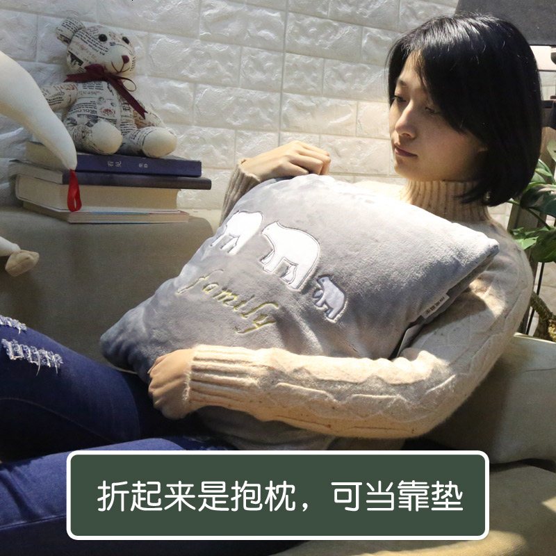 汽车抱枕被子两用办公室珊瑚绒午休空毯子卡通靠垫多功能枕头