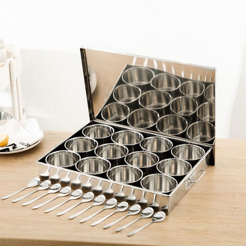 家庭火锅店4格不锈钢调料盒商用调料罐子食堂配料盒家用带盖套装厨房