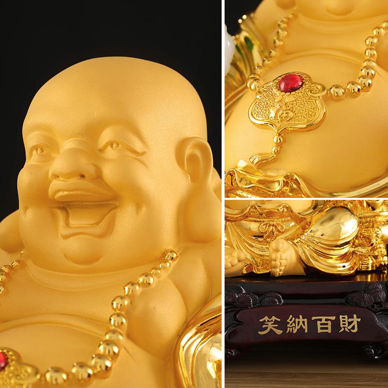 美帮汇大号弥勒佛摆件金蟾玉白菜笑佛像大肚弥勒佛客厅供奉高清大图