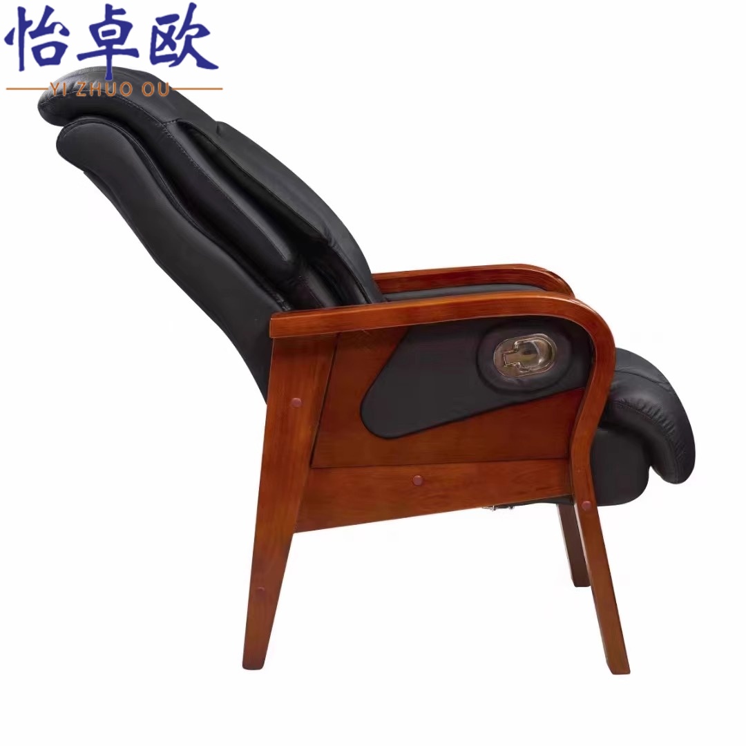 怡卓欧实木办公椅西皮款把高清大图