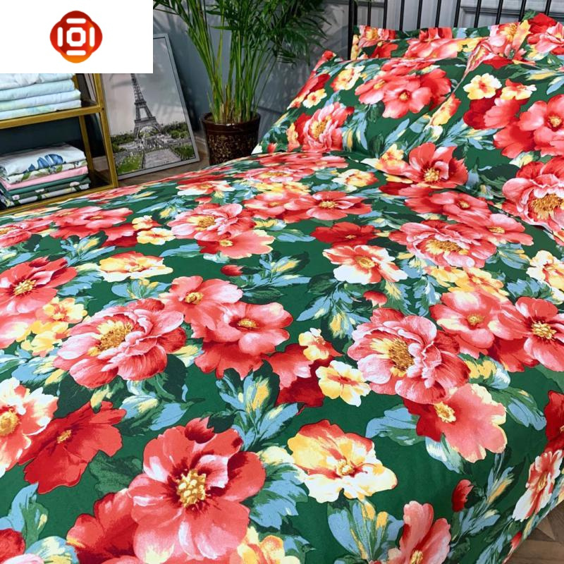 防皱加厚不色棉亚麻粗布国民床单老式东北大花炕单三维工匠