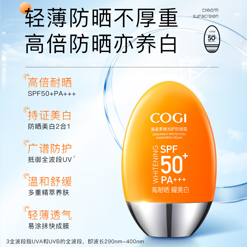 高姿 多维光护防晒霜SPF50+PA+++防晒乳不油腻小胖橙50g军训户外便携高清大图