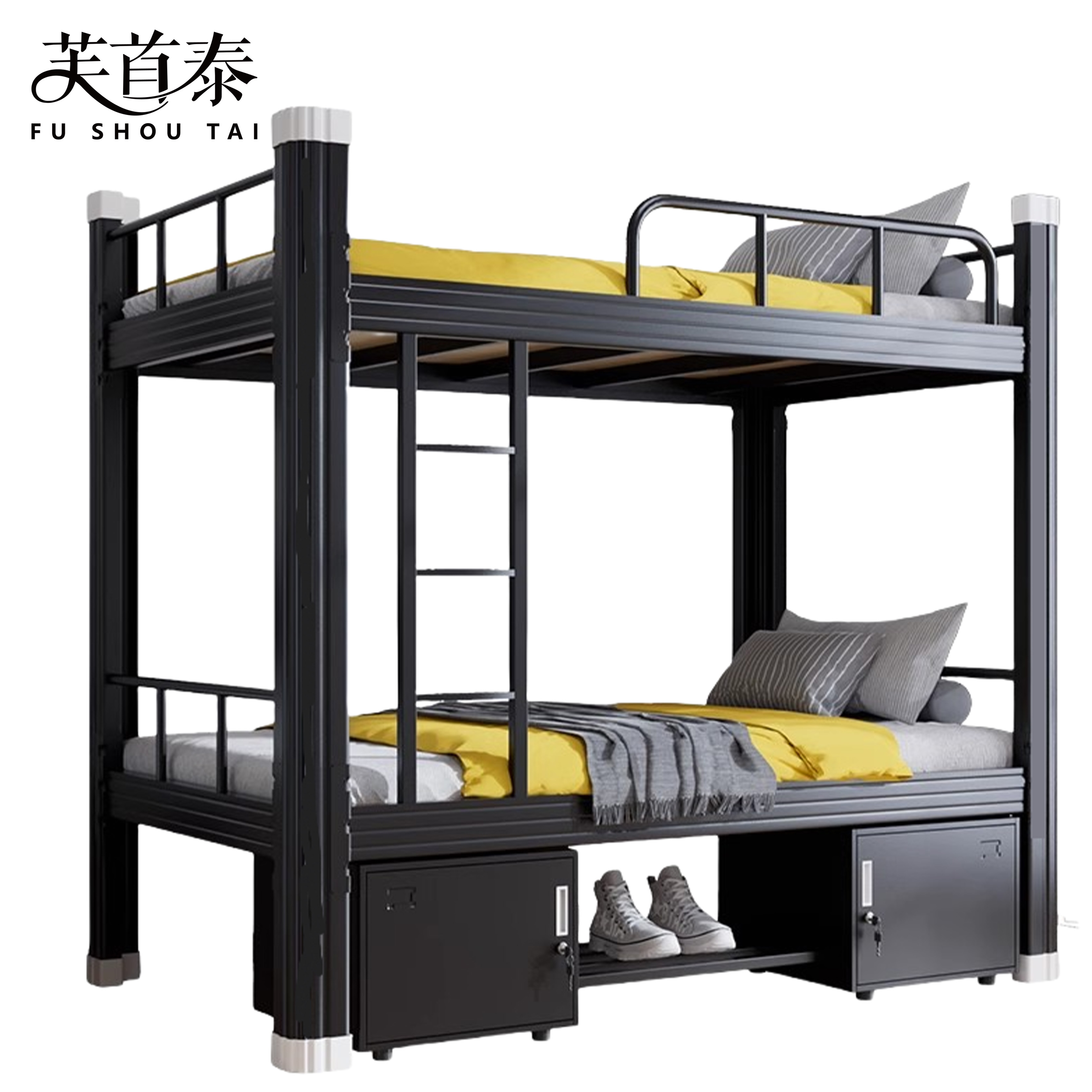 芙首泰钢制双层床含床下柜床垫2000*900*1800mm张高清大图