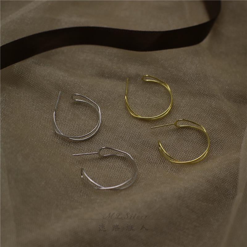 极简时尚925纯银耳钉ins简约百搭显瘦几何圆形耳环女银饰品