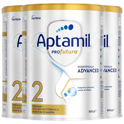 【3罐装】Aptamil澳洲原装进口爱他美白金版2段6-12个月婴儿配方奶粉800g