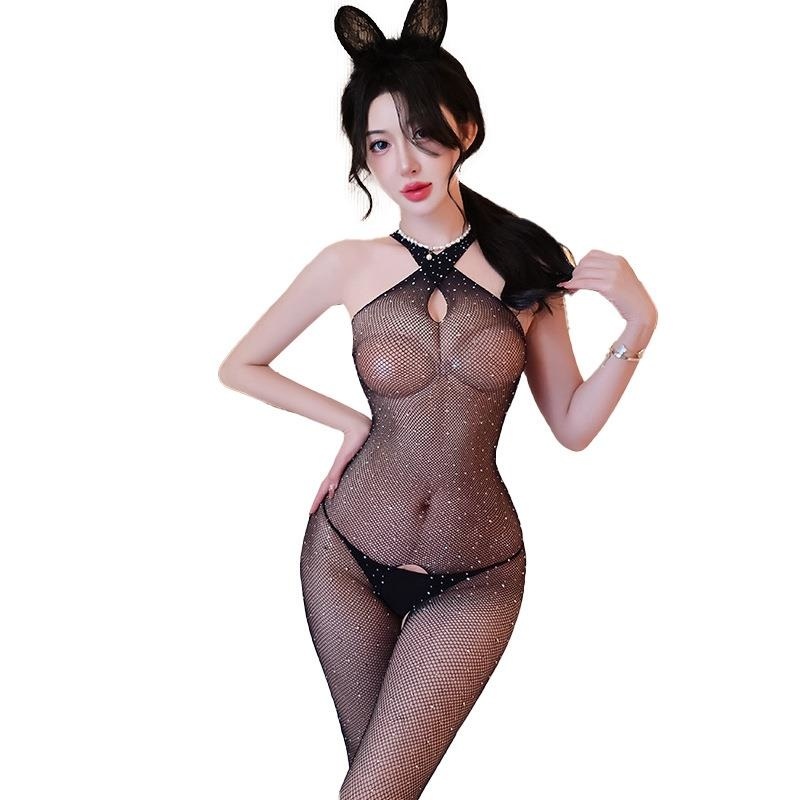 长夜漫漫情趣内衣丝袜开档免脱性感连身透明渔网袜激情诱惑女5326高清大图