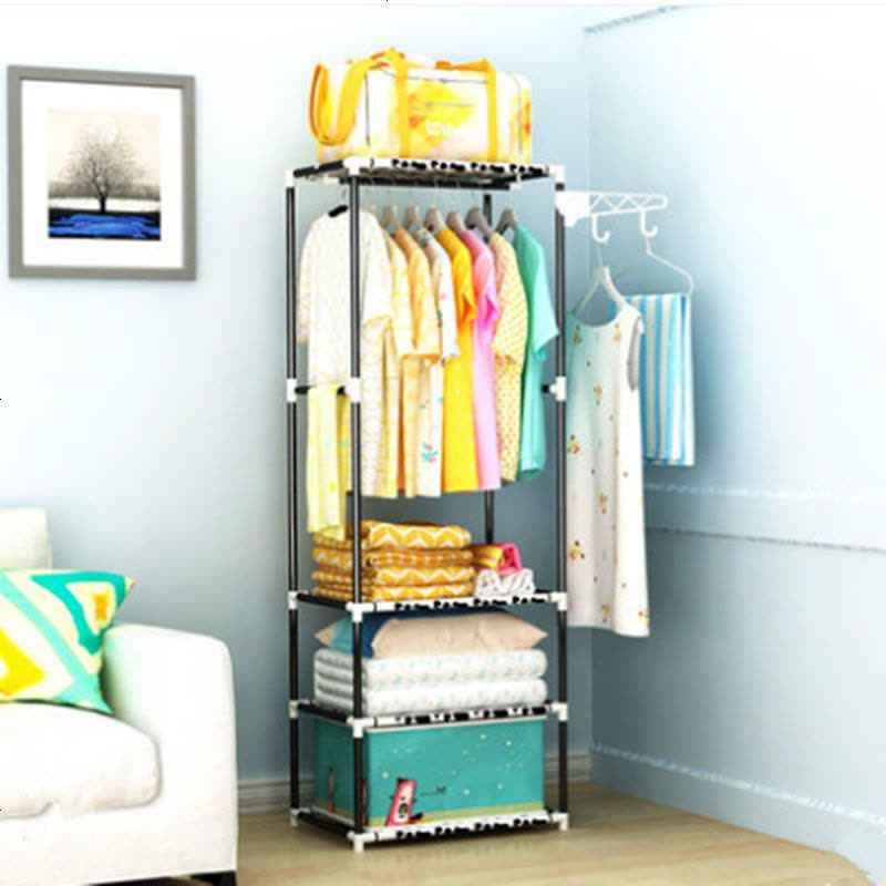 吉良缘多功能衣帽架落地挂衣架室内衣服架卧室客厅简易置物收纳架 古铜图片