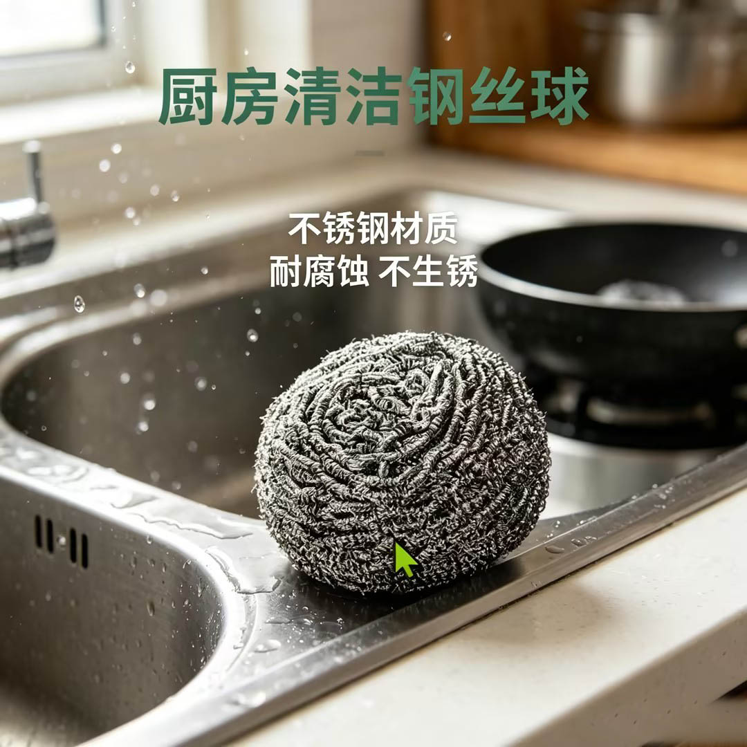 企采严选 钢丝球不锈钢清洁球耐用不掉屑坚韧耐用刷碗神器(计价单位:40个/箱)高清大图