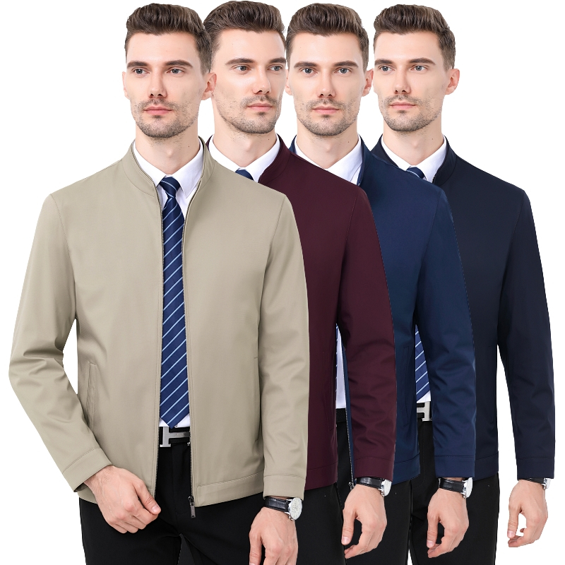 免费试穿 2026春秋季新款夹克男翻领拉链政务茄克免烫夹克衫青中年男士外套夹克男商务休闲翻领中老年领导干部茄克衫大码男装高清大图