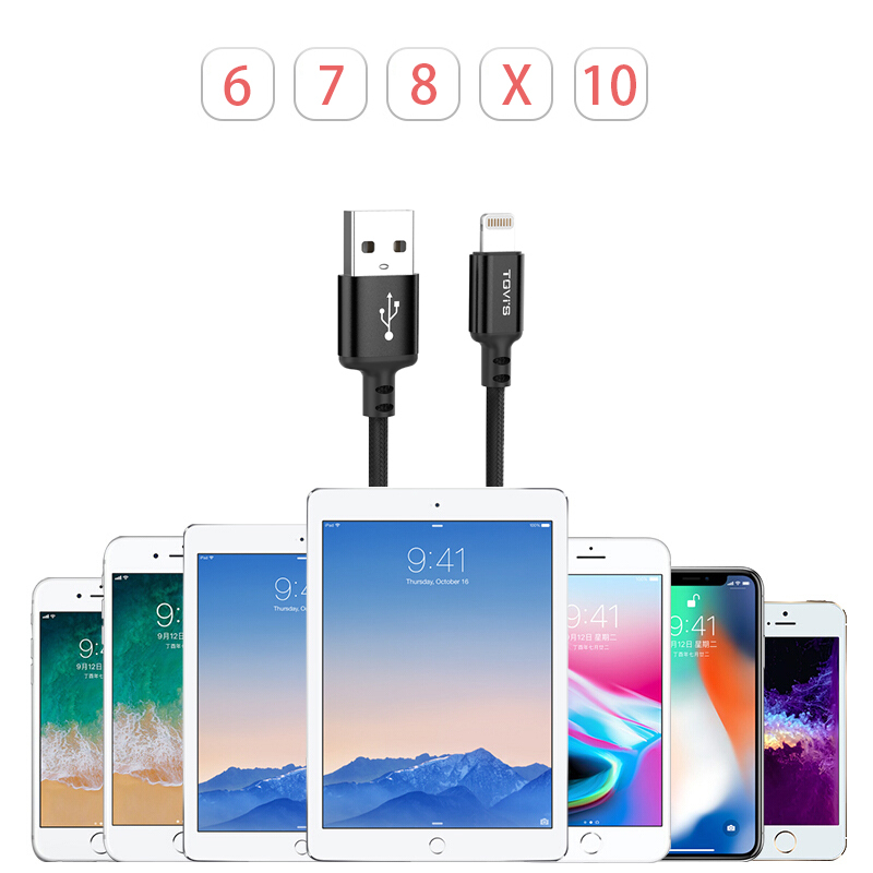 TGVI’S iphone7/8/6s/X数据线1米 MFI认证 苹果手机充电器线USB连接线 黑色