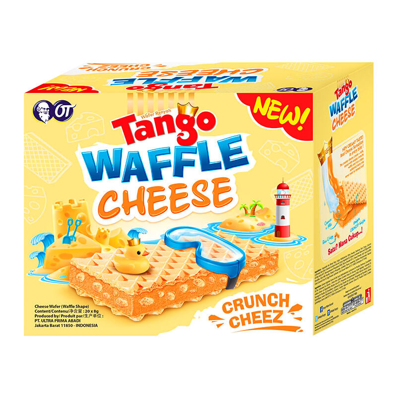 印尼进口Tango奥朗探戈咔咔脆威化饼干奶酪味160g 夹心威化