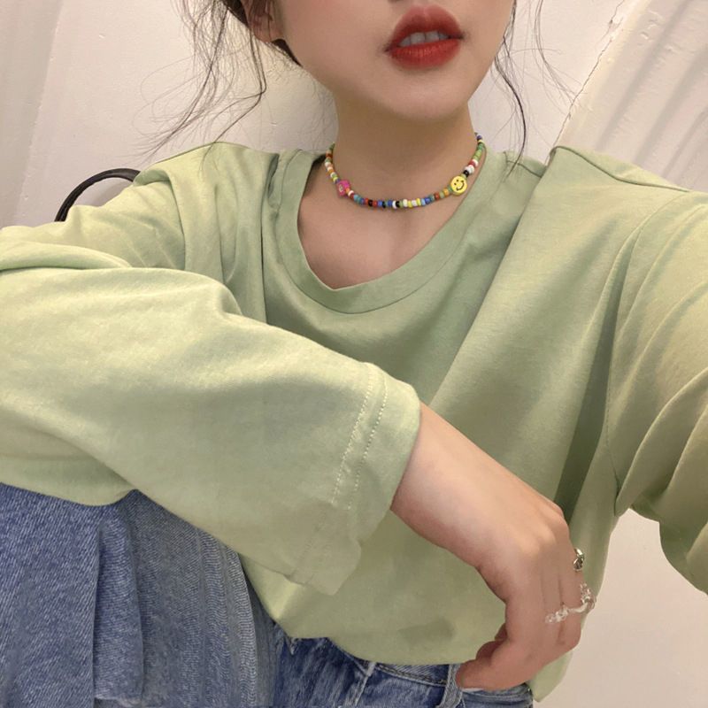 Lisa同款彩珠串珠花朵笑脸项链女金智秀Jennie百搭锁骨项圈颈链 笑脸串珠项链一条 普通包装