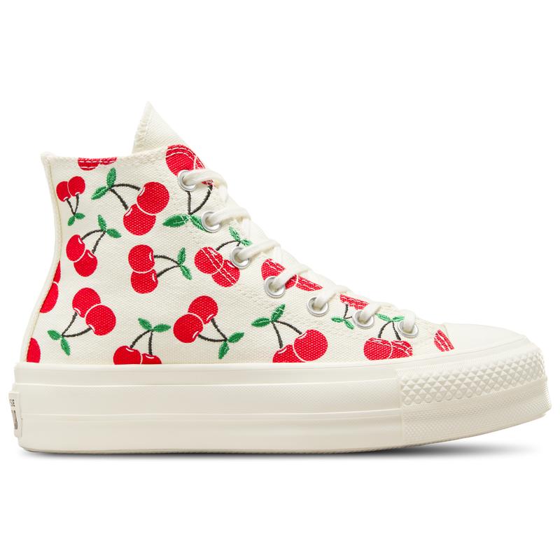 匡威(CONVERSE)女款高帮帆布厚底板鞋休闲鞋花色刺绣平台运动鞋