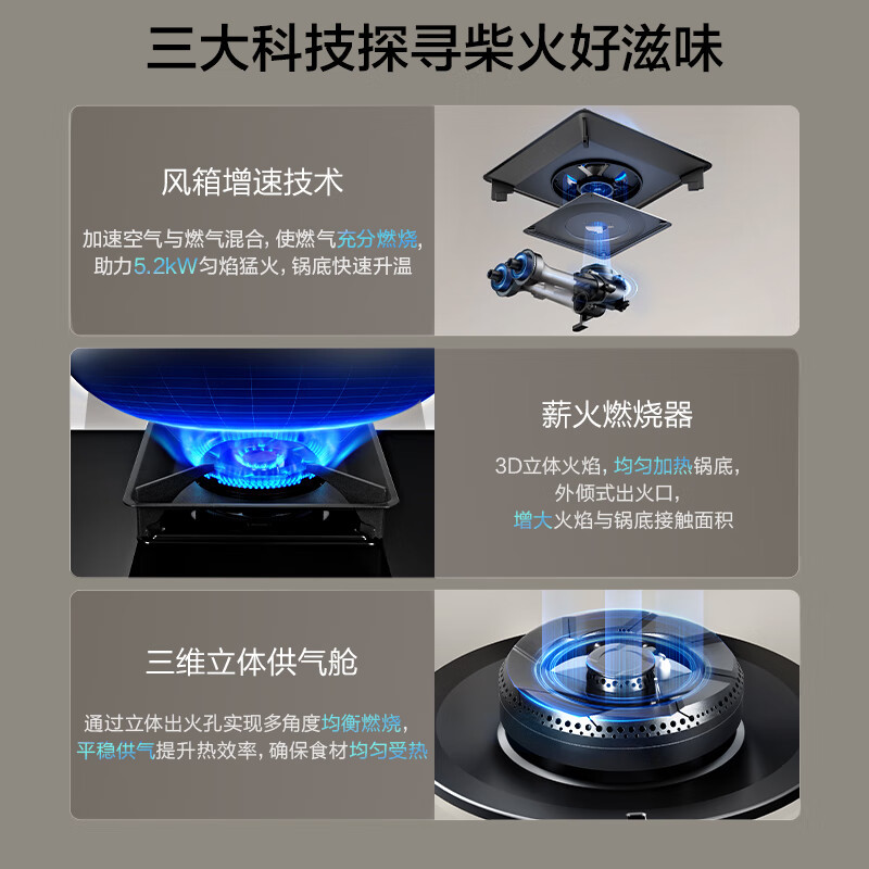 老板(Robam)5.2kW燃气灶70%热效率灶具 节能省气 双灶家用一级能效猛火灶55B7A天然气高清大图