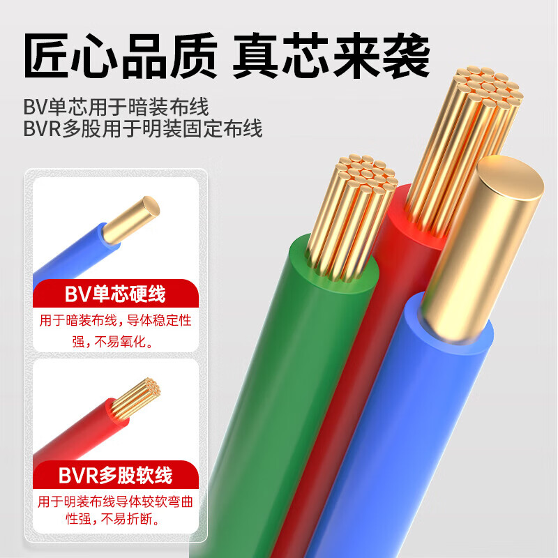 德力西铜芯线BV1*2.5平方/黄色100米/圈高清大图