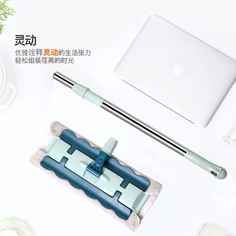 企购优品夹布式平板拖把家用旋转拖布替换布拖地墩布懒人一拖净夹固拖把(颜色随机)