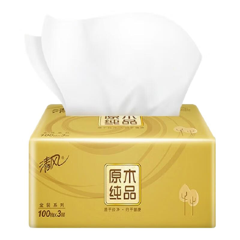 清风 纸巾A 金装系列3层100抽(18包)高清大图