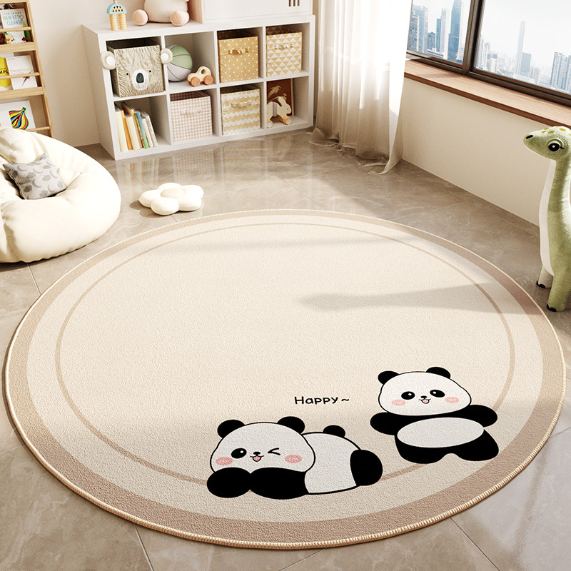 卡通儿童房圆形地垫家用学习椅子书房脚垫阅读区垫子卧室床边地毯